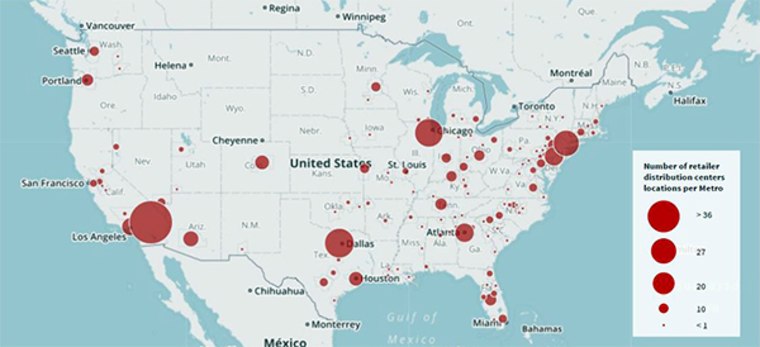 Top metro areas for retailer distribution centers