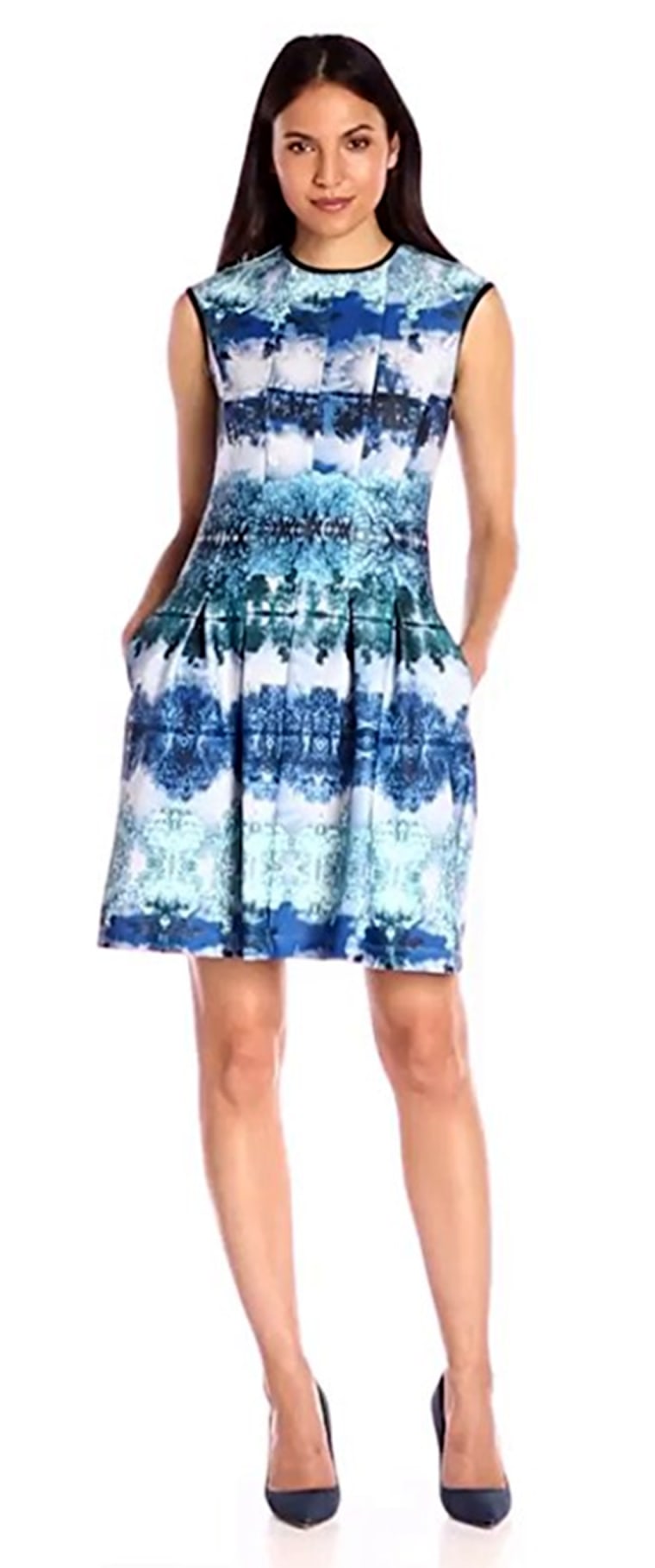 Gabby Skye Women's Nature Print Fit and Flare Dress