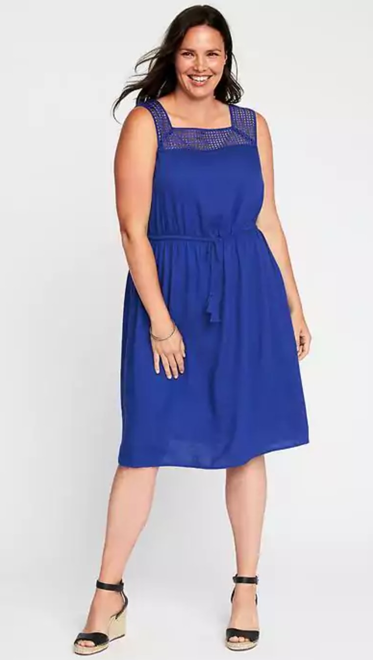 Plus-Size Linen-Blend Tie-Waist Dress