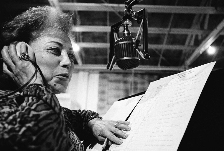 June Foray, shown on the job Nov. 2, 1967, is modestly listed in the Motion Picture Almanax as "voice specialist," but she had perhaps the most remarkable vocal range in Hollywood. 