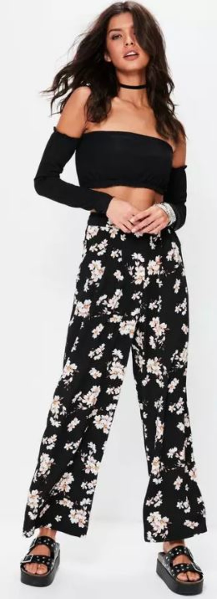 Back Floral High Waisted Pants