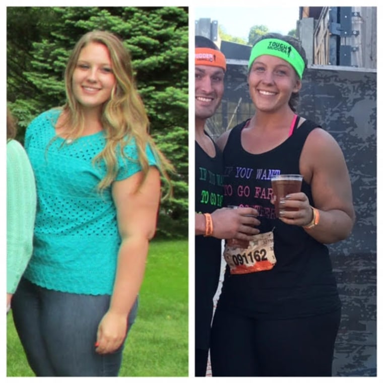 After losing 120 pounds, Brooke Steneck, she was too thin and needed to re-gain some weight to be healthy. At 190 pounds, she has run a Tough Mudder twice thanks to the support of her friends.