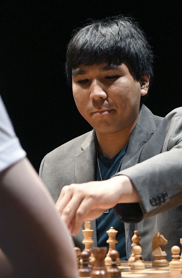 Image: Philippine chess player Wesley So during the first semifinal against Polish Jan-Krzysztof Duda at the 30th Leon Chess Master tournament