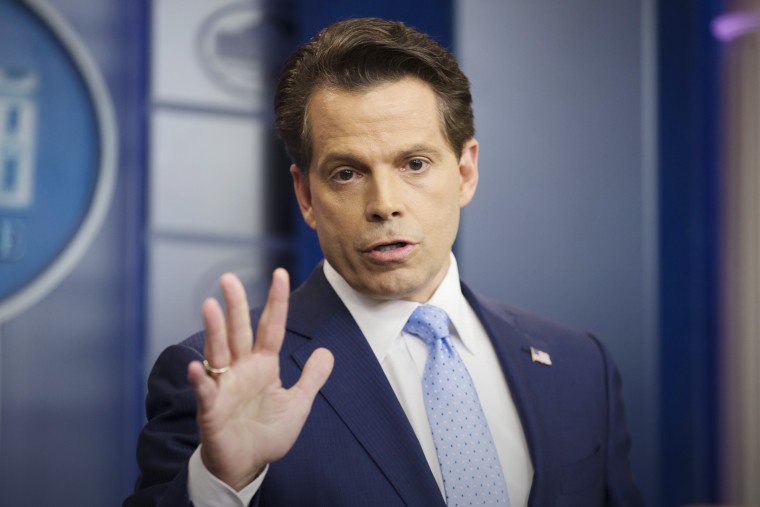 Image: White House Communications Director Anthony Scaramucci delivers remarks during a news conference