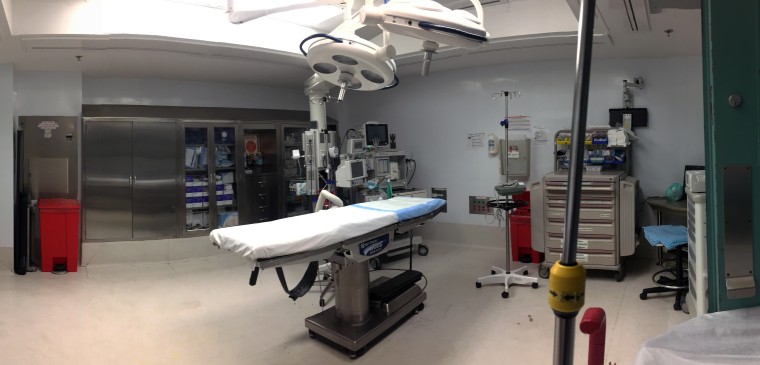 A surgical bed at the Puerto Rico Medical Center where surgeons operate on trauma patients.