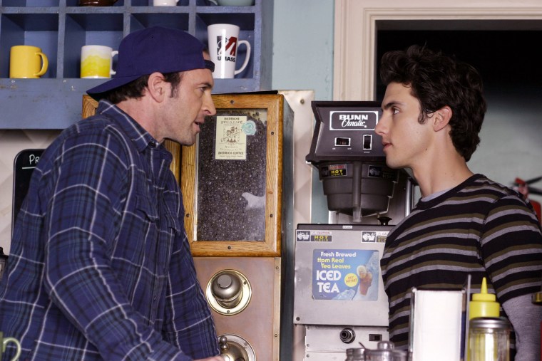 GILMORE GIRLS, 'Say Goodnight Gracie', Scott Patterson and Milo Ventimiglia.  Season 3, 2000-2007.