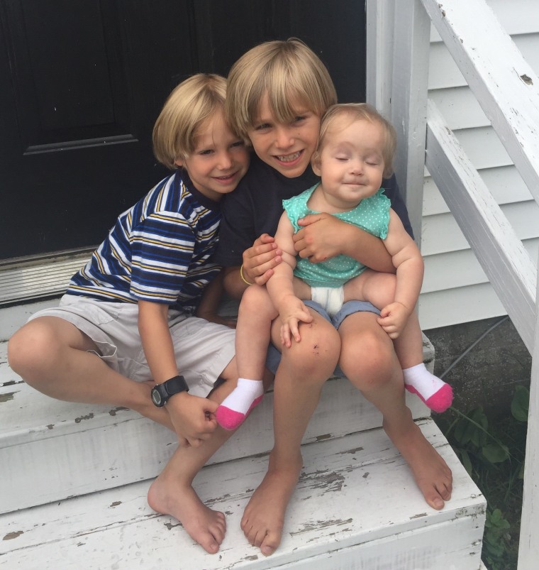 Harrison Holt with siblings Patrick, 5, and Marie, 11 months