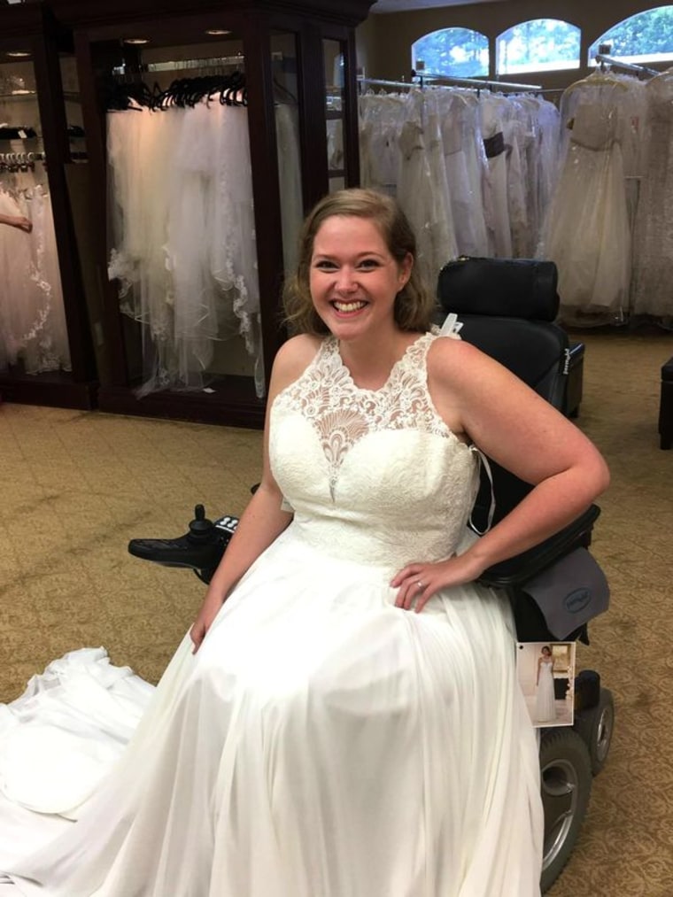 Julie McMillian shops for wedding dress in a wheelchair