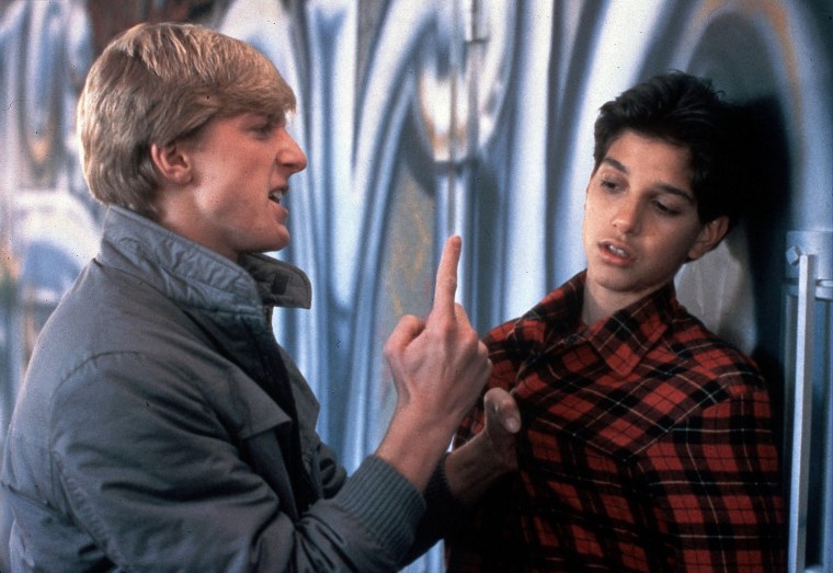 William Zabka and Ralph Macchio facing off in 1984's "Karate Kid."