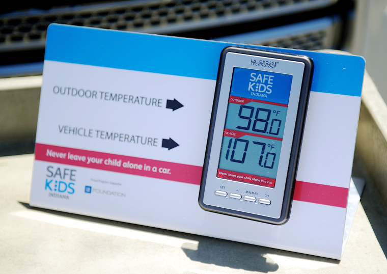 Image: a wireless monitor to record the temperature outside and inside of a closed vehicle