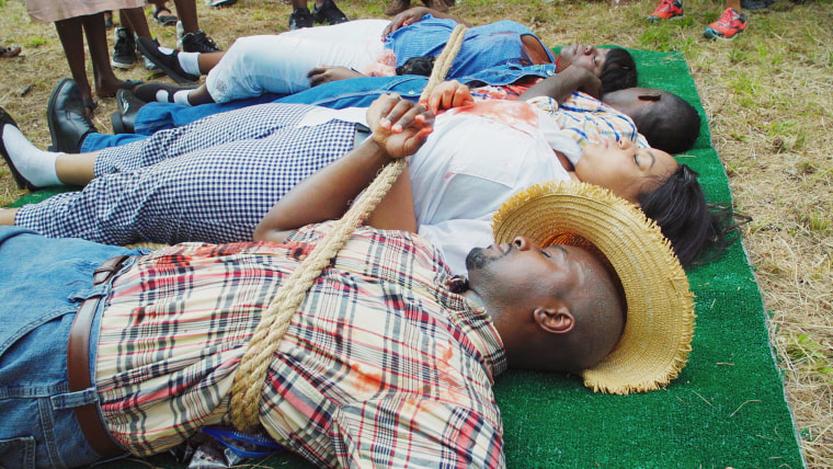 Image: Actors portray the victims of the 1946 Moore's Ford lynching on July 22, 2017