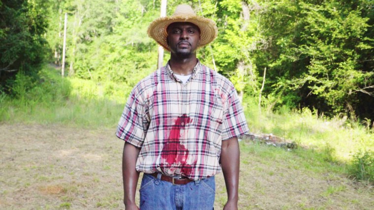 Image: Kenji Hundley as George Dorsey in the Moore's Ford reenactment on July 22, 2017.