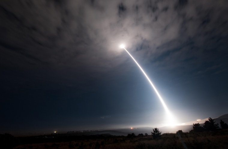 An unarmed Minuteman III intercontinental ballistic missile launches during an operational test at 2:10 a.m. PT on Aug. 2, 2017, at Vandenberg Air Force Base in California.