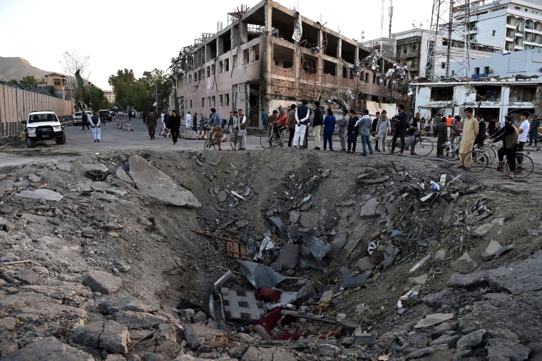 Image: The crater left by a truck-bomb attack in Kabul