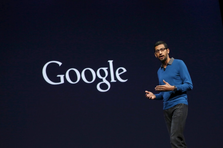 Image: Sundar Pichai, Senior Vice President for Products, delivers his keynote address during the Google I/O developers conference in San Francisco