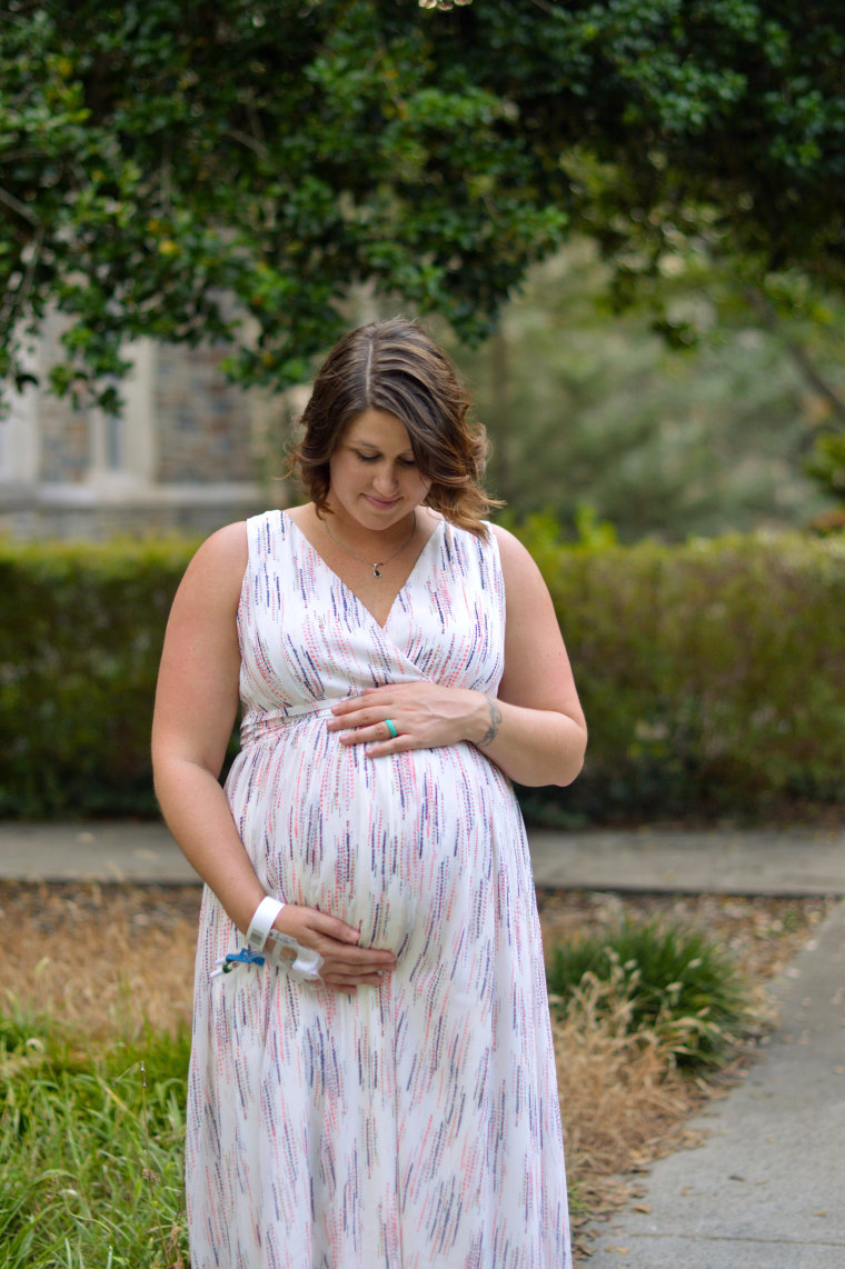 Erin Fink is the most recent mom McMillan has photographed. Fink was hospitalized at 33 weeks pregnant, and on bedrest for one week until her baby could be safely induced.