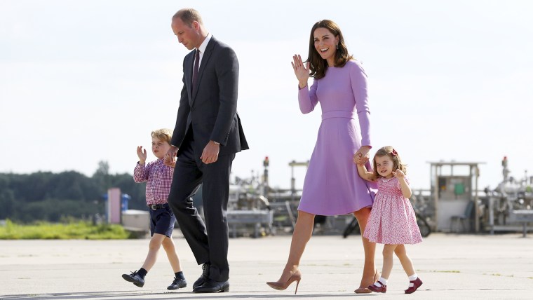 Prince William and Catherine, Duchess of Cambridge, with Prince George, Princess Charlotte