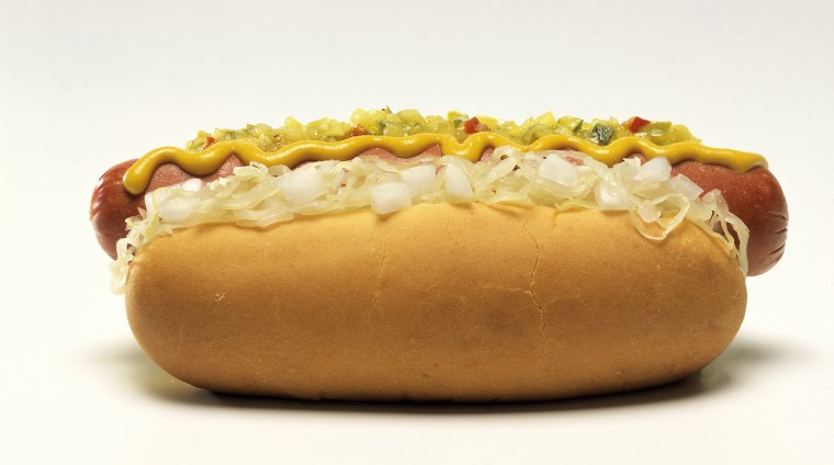 Hot Dog with sauerkraut and mustard