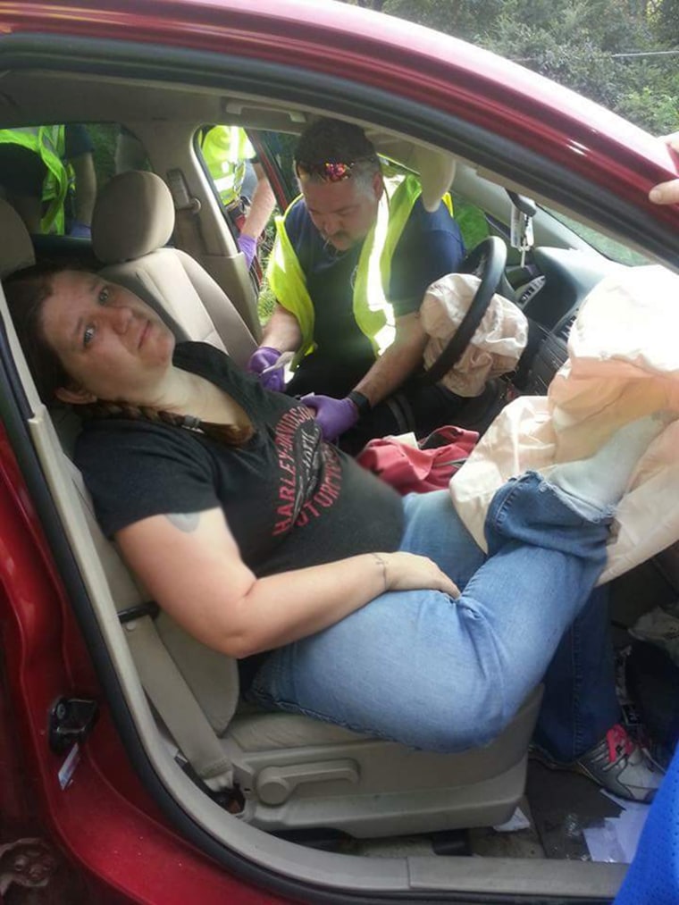 Audra Tatum, a mother of three from Georgia, is warning against the dangers of putting your feet on the dashboard while in a moving car after suffering life-altering injuries in a crash. 