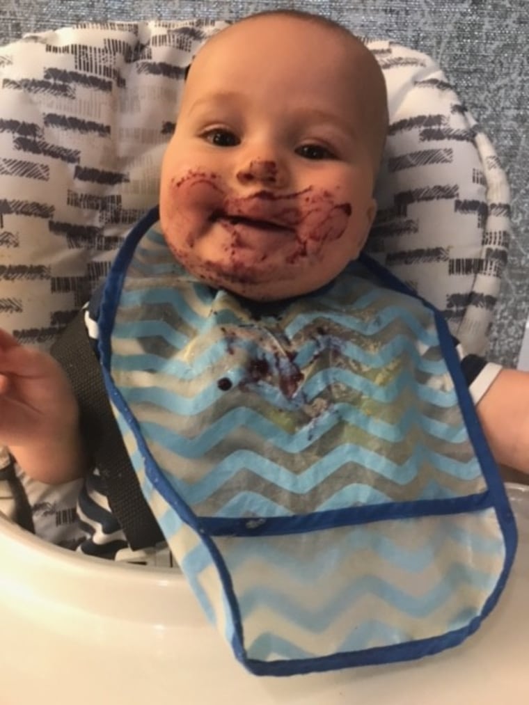 Baby Calvin test-drives the latest beauty trend: a blueberry face mask!
