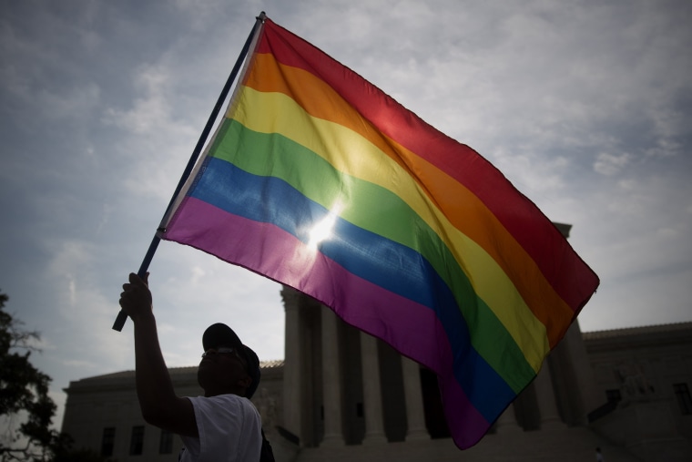 Image: Rainbow flag outside the U.S. Supreme Court in Washington, D.C., U.S., on Friday, June 26, 2015.