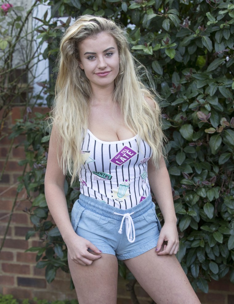 Image: Chloe Ayling at home in Coulsdon in Surrey after her kidnap ordeal in Milan Chloe Ayling, model who was kidnapped by gang and offered to buyers as sex slave in Milan, Italy, Aug. 6, 2017.