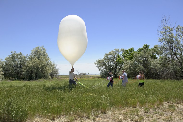 Montana State University students conduct test launch for Eclipse Ballooning Project.