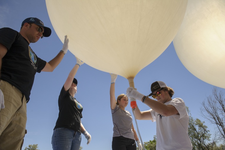 Montana State University students conduct test launch for Eclipse Ballooning Project.