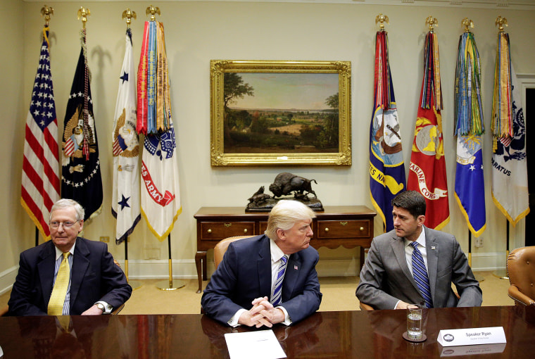 Image: U.S. President Trump meets with Republican Congressional leaders at the White House in Washington