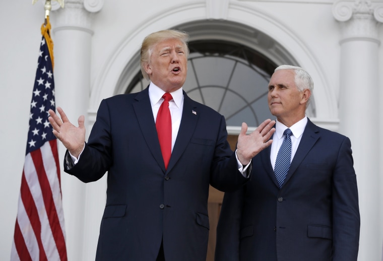 Image: President Donald Trump, accompanied by Vice President Mike Pence, speaks before a security briefing