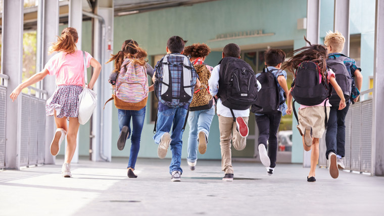 Students running in hallway