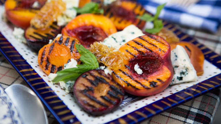 Grilled Stone Fruit with Blue Cheese and Honey