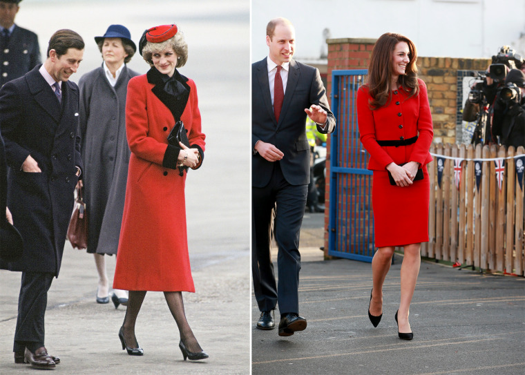 Duchess Kate and Princess Diana in red