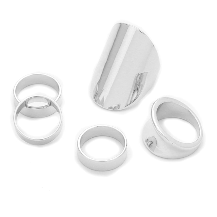 Silvered Ring Set