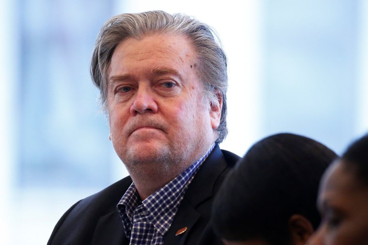 Image: Bannon CEO of Republican presidential nominee Trump's campaign is pictured during a round table with the Republican Leadership Initiative at Trump Tower in the Manhattan borough of New York