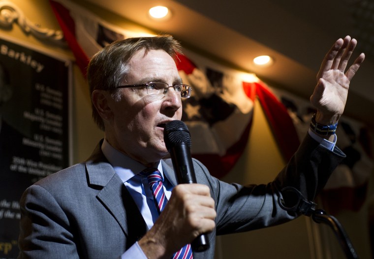 U.S. Senate candidate Jim Gray, D-Ky., speaks at the 11th annual Alben Barkley Dinner hosted by the Mccracken County Democrats in Paducah, Kentucky, on Aug. 4, 2016. Gray, who is the mayor of Lexington, Kentucky, is running against Sen. Rand Paul.