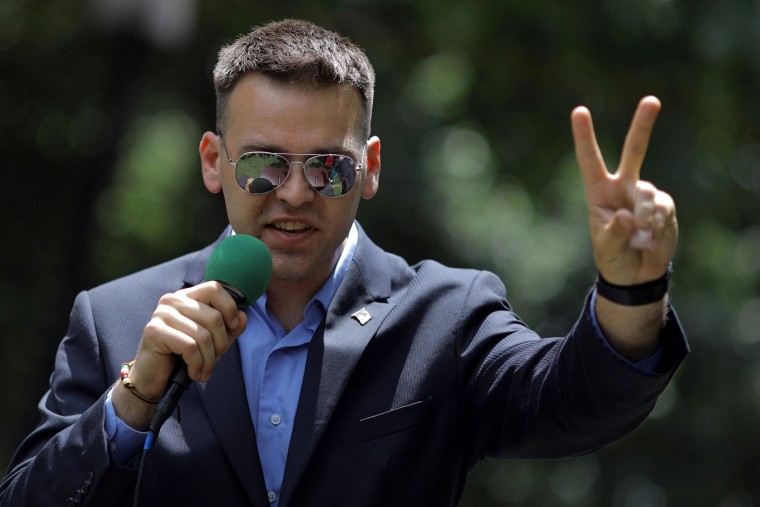 Jack Posobiec speaks at a rally about free speech outside of the White House in Washington