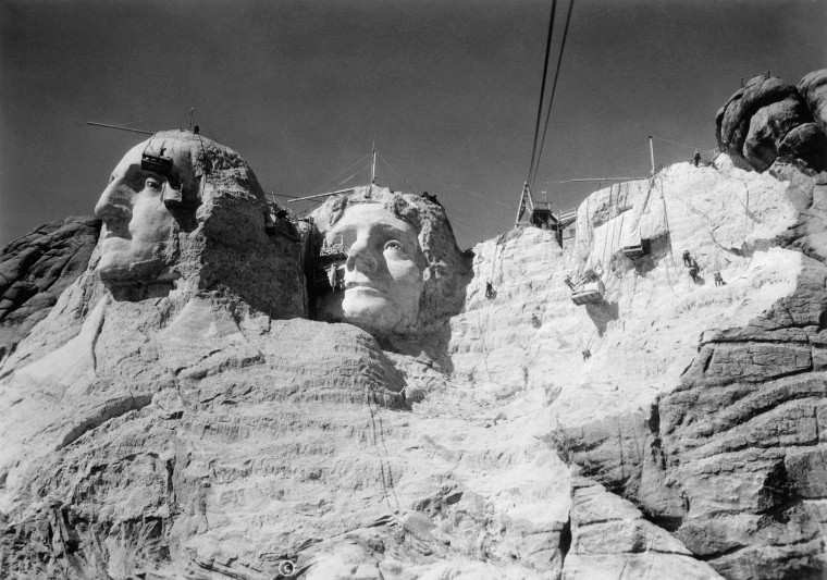 View of Mount Rushmore in Progress