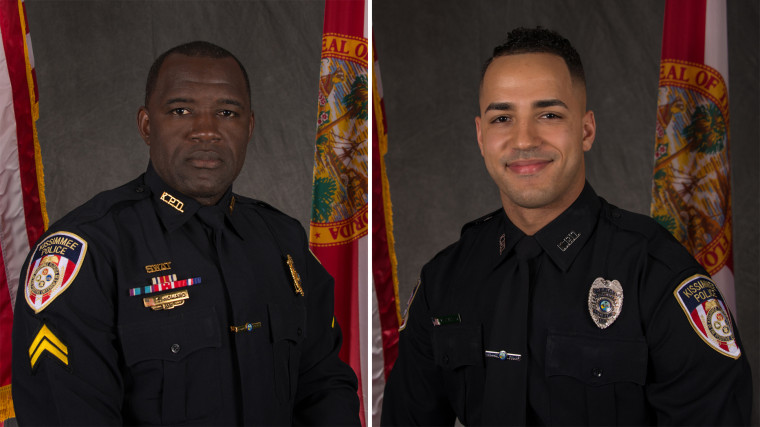 Image: Officers Matthew Baxter, right, and Sam Howard, left, who were both shot and killed in Kissimmee, Florida, on Friday, Aug. 18, 2017.