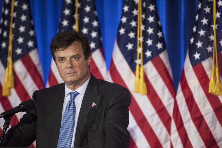 Image: Paul Manafort speaks during a primary night event