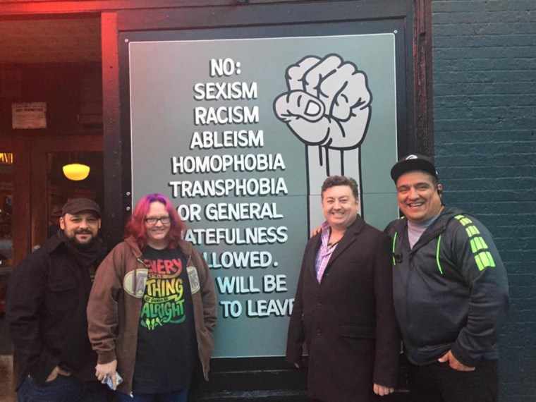 Angela King (second from left) and her Life After Hate colleagues in April 2017.
