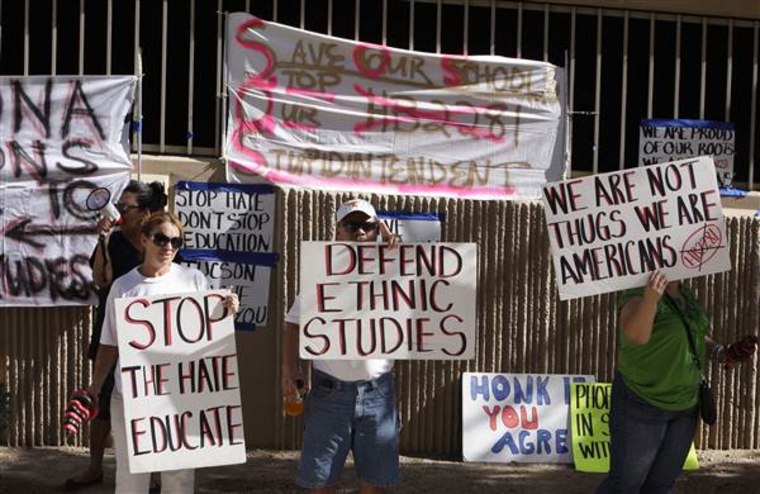 File photo of protesters gathering to support the Tucson Unified School District as Superintendent of Public Instruction John Huppenthal announced in 2011 that the district Mexican-American studies program violated state law.