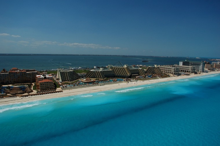 Image: An aerial view of the resort city of Cancun, Mexico.