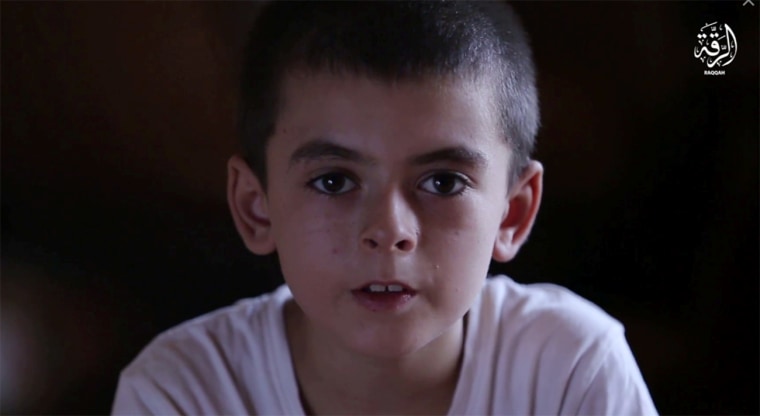 Image: A child who indicated that his name is Yousef, 10, speaks in an ISIS video titled \"The Fertile Nation, part 4.\"