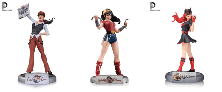 Statues from DC Comic's "Bombshells" series based on art by Ant Lucia.