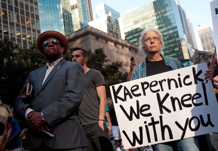 Image: Rally In Support Of NFL Quarterback Colin Kaepernick Outside The League's HQ In New York