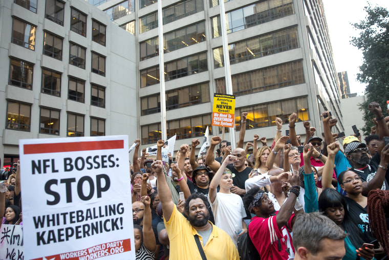 Image: Rally In Support Of NFL Quarterback Colin Kaepernick Outside The League's HQ In New York