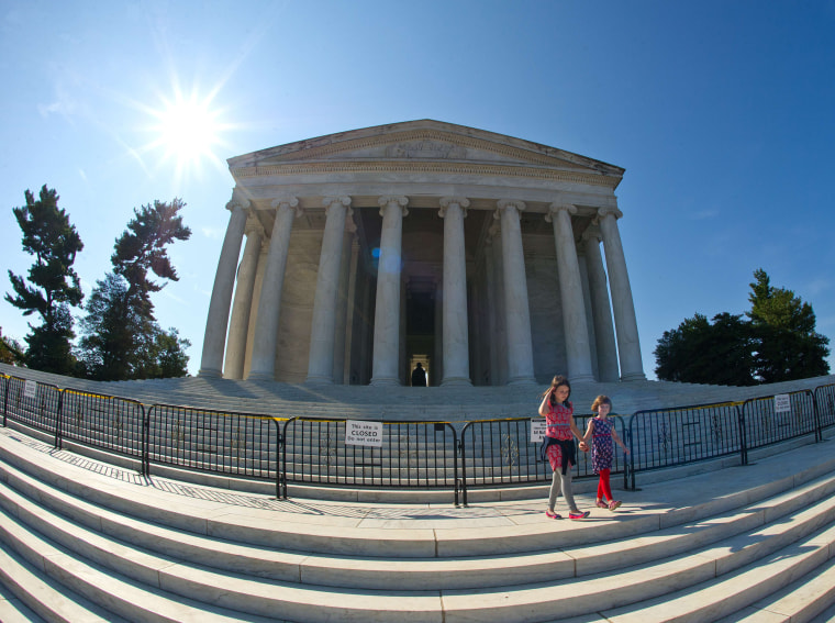Image: Visitors to the Jefferson Memorial are turned away by barricades due to the government shutdown