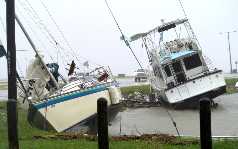 Image: Boats are Pushed Ashore by Hurricane Harvey in Port Lavaca