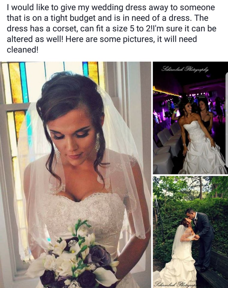 Dawnetta offered her dress for free in an Omaha Facebook group.